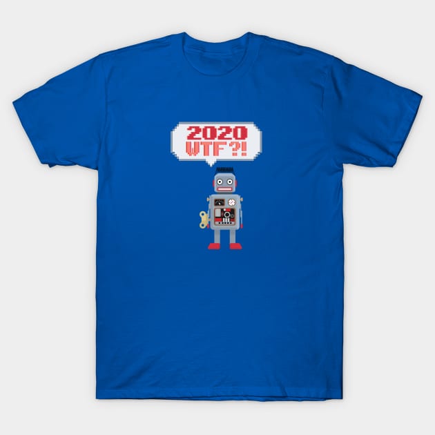 2020 WTF? Retro Robot T-Shirt by Jitterfly